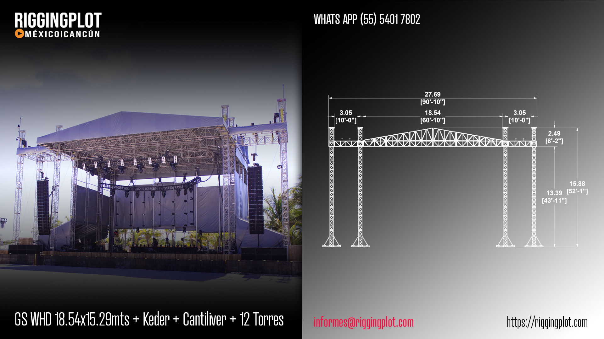 RENTA DE GROUND SUPPORT 18.54X16.00MTS CON LAYHER WALL, KEDER Y CANTILIVER DE 10 TORRES CANCÚN